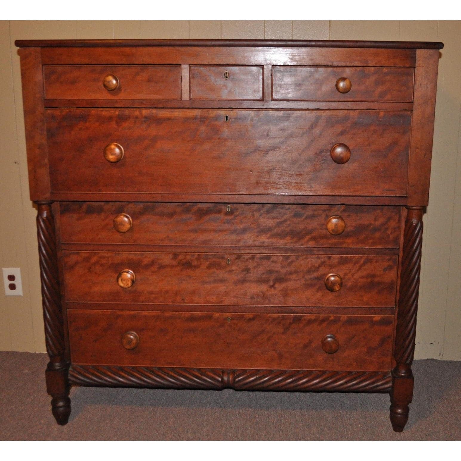 Empire Mahogany Bureau - Front View